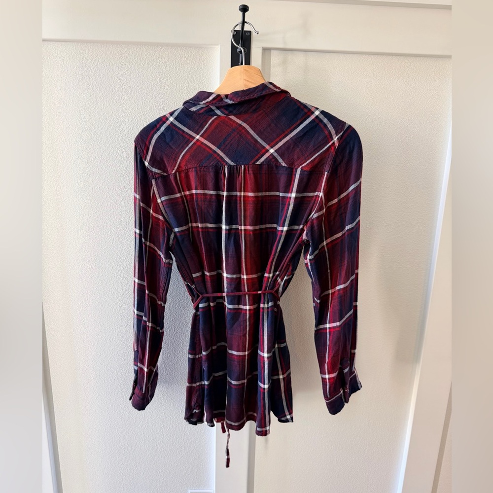 Isabel Maternity by Ingrid & Isabel Red and Navy Plaid Top - Picture 2 of 9